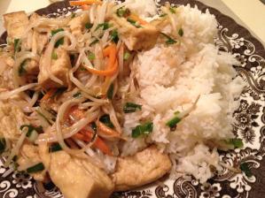Tofu med ris och böngroddar (avhämtning)